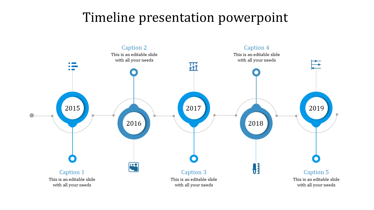Editable Timeline Template PPT Slide Designs-Five Node